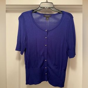 WHITE HOUSE BLACK MARKET ROYAL BLUE SHORT SLEEVE CARDIGAN, M